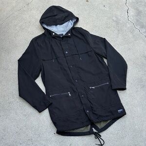 Black Hooded Long Men's Jacket